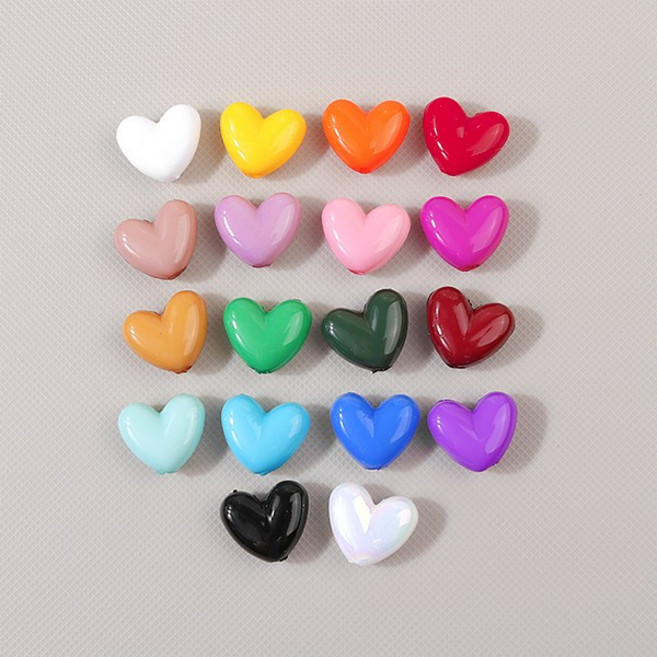 싼비즈 [6491-10]아크릴통과형 하트 15mm 18color 1개