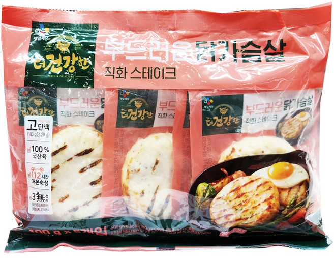 CJ 더건강한 닭가슴살 스테이크 아이스팩 포장, 1개, 500g