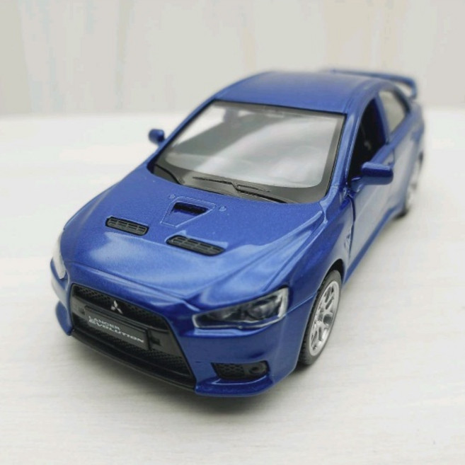 宅米吉 1:41 三菱LANCER EVOLUTION X 藍色 合金模型車 迴力車 兒童玩具 生日禮物, 1個