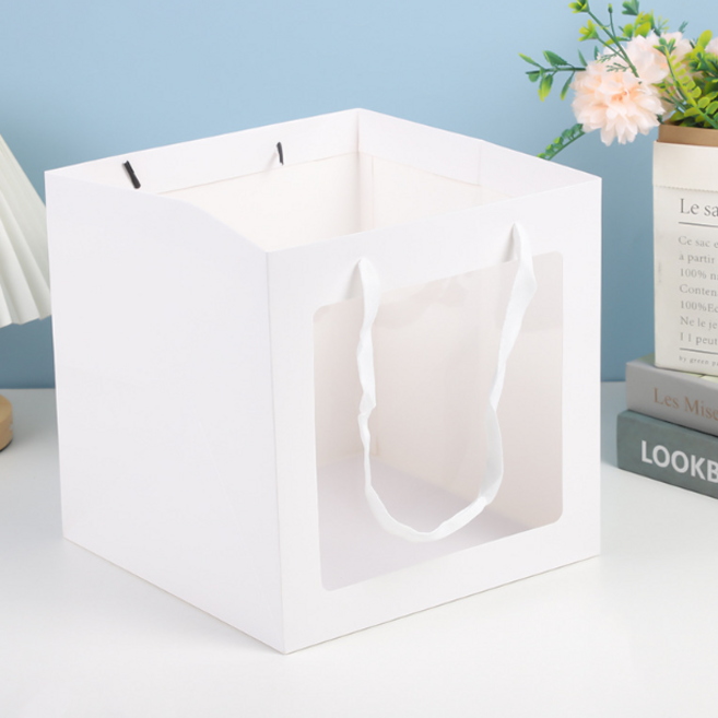 리투나 정사각 투명창 선물 답례품 쇼핑백, 10개, 화이트