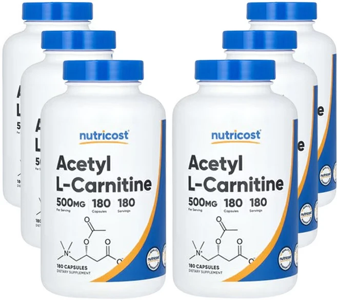 뉴트리코스트 아세틸 L-카르니틴 500mg 캡슐 Nutricost Acetyl L-Carnitine, 180정, 6개 - 쿠팡