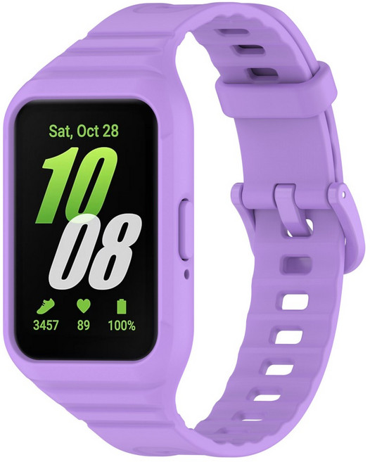 갤럭시 핏3 전용 일체형 실리콘 프레임 밴드-풀커버 보호 손목 둘레 150~185mm 호환, 1개, 8# 퍼플