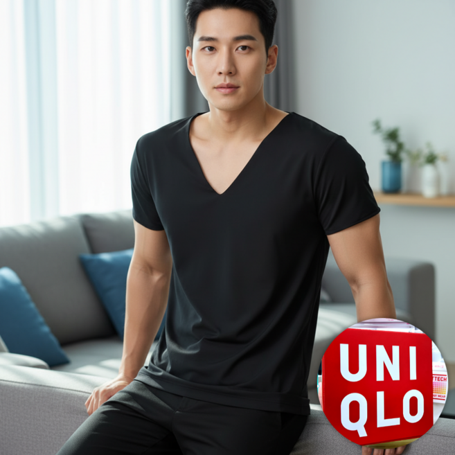 유니클로 쿨링 여름 냉장고 에어리즘 심리스 메쉬 V넥 티셔츠