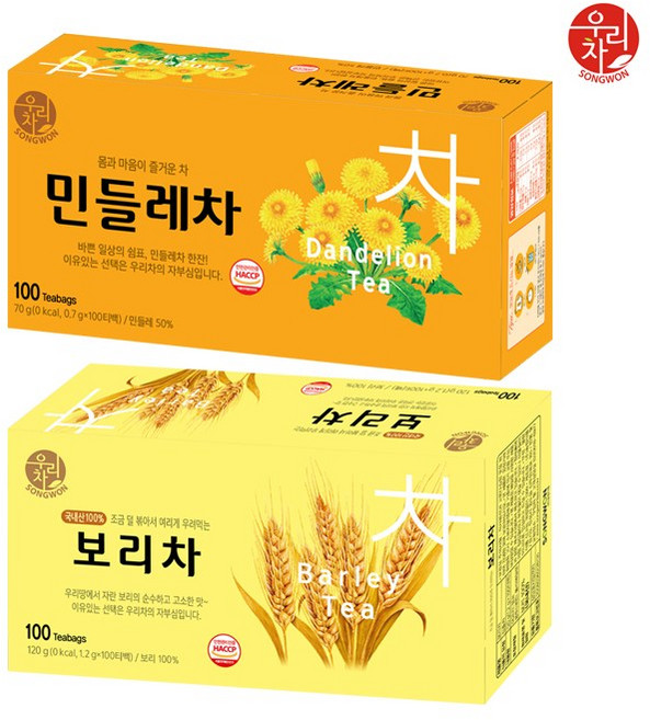 송원 보리차 100T +민들레차 100T (200T), 120g