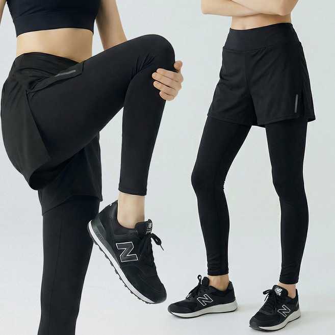 조이할리 여성 투애니런핏 러닝 반바지 레깅스 일체형 9부 운동복 하의 빅사이즈