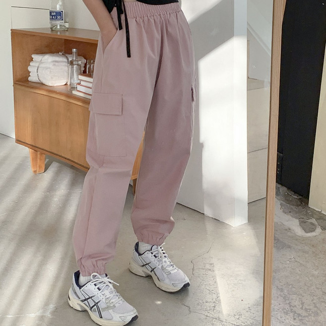 토마토팩토리 여성용 아노락 카고 스판 밴딩 조거팬츠
