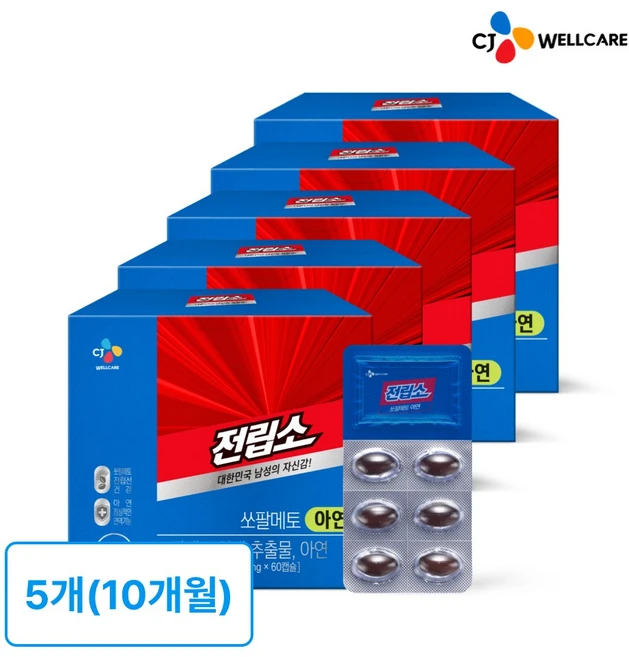 전립소 쏘팔메토 아연 30g, 60정, 5개 - 쿠팡