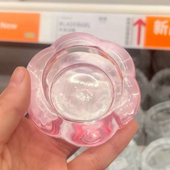 IKEA 燭台 玻璃燭台 小蠟燭燭台 香氛燭台 精油燭台 造型燭台 薰香燭台 油燈座 圓形燭台 方形燭台, BLADFÅGEL 小燭台1件組 花朵粉,訂單"商品"總額未超過100元，恕不出貨