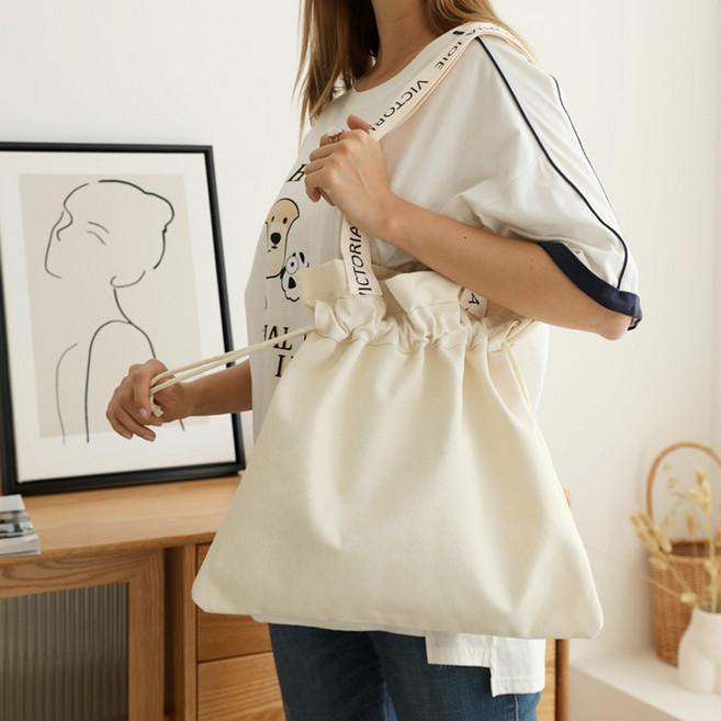 데일리 무지 빅토리아조이 복조리 에코백 면 무지 천가방 보조가방