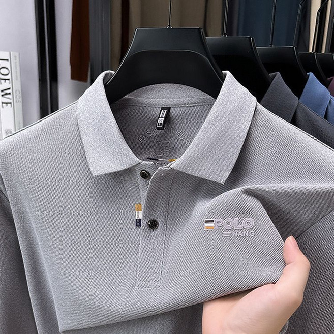 중장년 남성 폴로티셔츠 캐주얼 솔리드 남자 터틀넥 긴팔티 빅사이즈 봄 가을 아빠복 긴팔 티셔츠 LZH