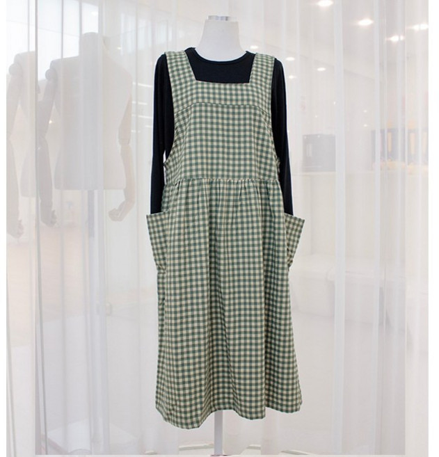 [서울양품점] 빌리투웨이 체크앞치마, 그린, 1개