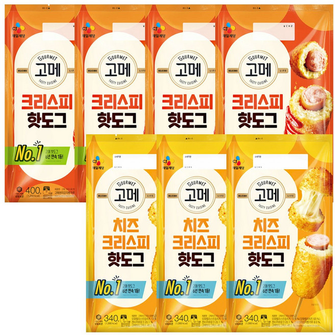 CJ고메핫도그(크리스피4+치즈크리스피3), 340g, 1개