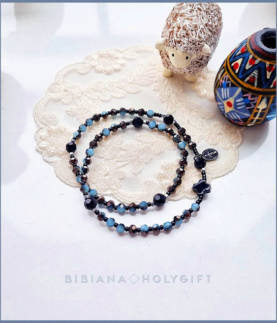 [비비안나묵주팔찌] 50131번 블루그레이5단 / 예쁜 / 세례/견진/영성체식/천주교성물/선물, 1개