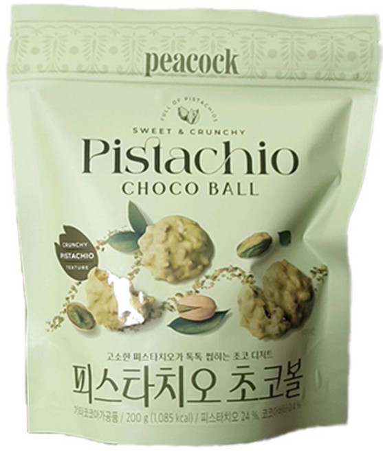 피코크 피스타치오 초코볼 200g 초콜릿 간식 디저트 PEACOCK, 1개