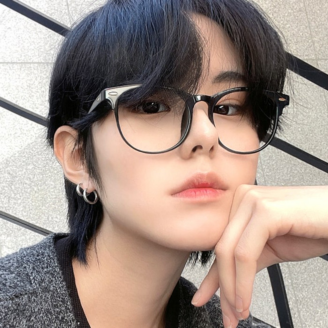 남자 여자 오버사이즈 반뿔테 하금테 사각라운드 학생 투명 안경테