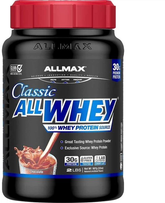 ALLMAX CLASSIC 클래식 ALLWHEY 초콜릿 - 2파운드 - 스쿱 당 단백질 30g - 글루텐 프리 - 약 20회 분량, 2 Pound (Pack of 1), 1개 - 쿠팡