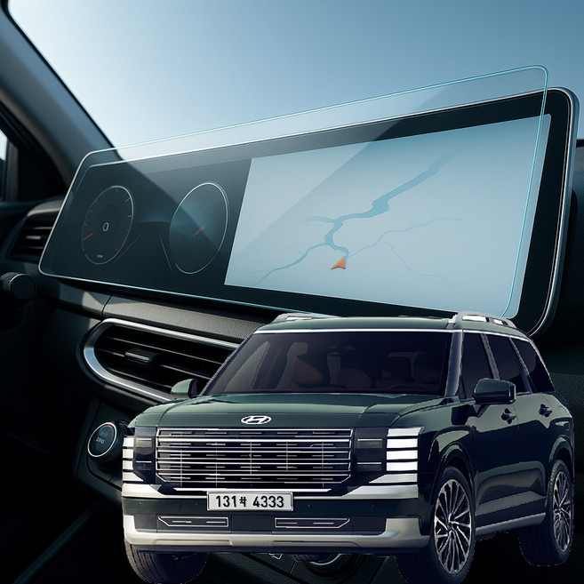 현대 팰리세이드 LX3 네비게이션 필름 저반사 지문방지 풀커버 디스플레이, 1GB, 고투명 내비게이션 보호필름