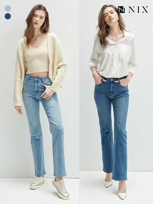 닉스 NIX 여)지그재그 자수 부츠컷 데님팬츠(HNPSDDF503P)