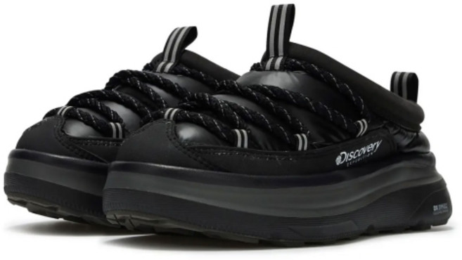 국내매장판 디스커버리 헤이니 글로우 뮬 무광 패딩슬리퍼 방한화 남녀공용 겨울신발