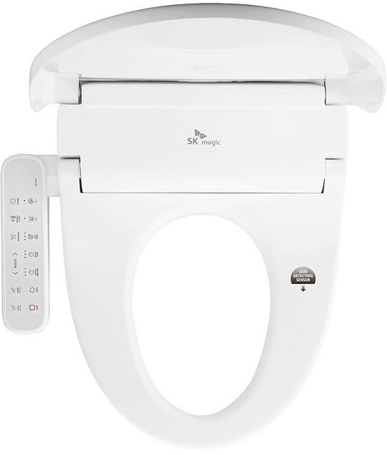 SK 매직 BID-018D 전기 비데 변기 시트 길쭉함| 조절 가능한 온수 따뜻한 공기 건조기| 360 자동 청소 노즐| 쉬운 설치| 가열식