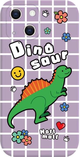핫티몰 귀여운 퍼플 체크 패턴 플라워 꽃 프린팅 다이노 공룡 무지 젤리 실리콘 우정 아이폰 케이스