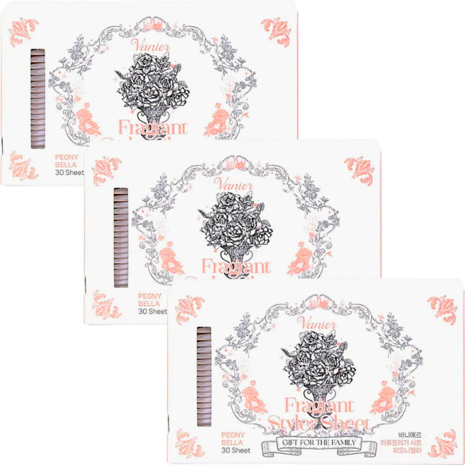 바니에르 향기 부스터 의류관리기시트 스타일러 피오니벨라 개별포장 30p, 3개, 30개입