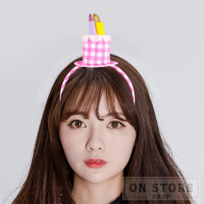 [ON디자인] 러블리케익 머리띠 체크핑크 오늘의주인공