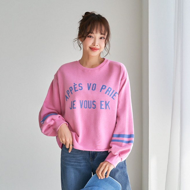 프롬팝 쭈리 퍼프소매 박스 맨투맨