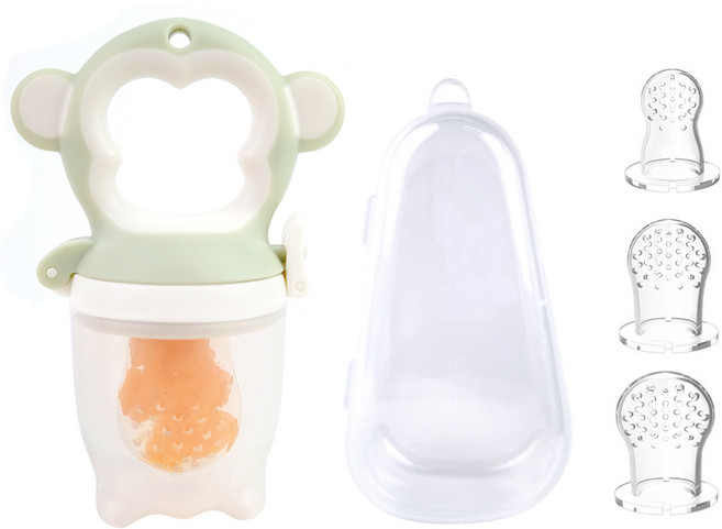 르메이어 유아용 과일 과즙망 본체 + 과즙망 3종 + 케이스 세트, 민트그린, 1세트