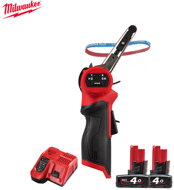밀워키 충전벨트샌더 M12 FBFL10-0세트 4Ah 2개 충전기DFC 12V 벨트10x330mm
