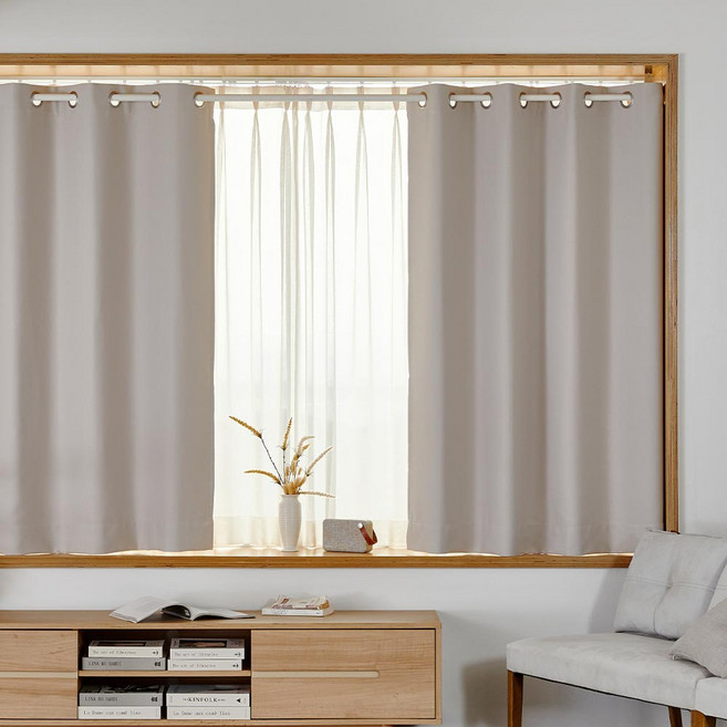 모던하우스 선셋 생활암막 아일렛형 반창문커튼 140x160 베이지 2p BL3625005