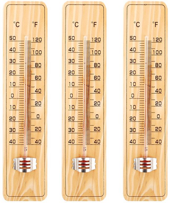 3P 벽걸이 나무 온도계 실내용 아날로그 벽걸이온도계, 1set