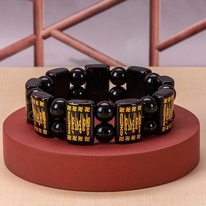 티앤비 신기하게 재물운 들어오는 흑요석 행운 액막이 남녀 커플 팔찌