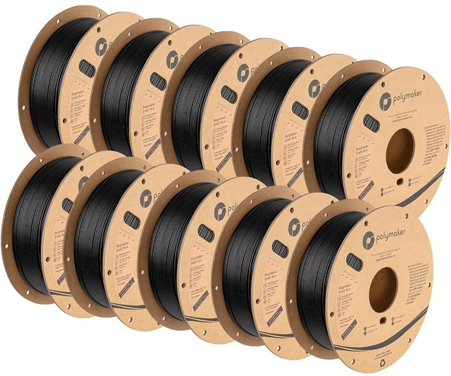 폴리메이커 매트 PLA 필라멘트 면 화이트 1.75mm 1kg 3D 프린팅 필라멘트 폴리테라 프린터, 23 711 - 1.75mm Black*10 (Hex, 10x1kg Pack