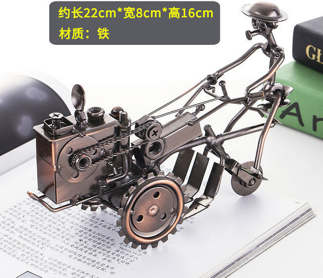複古鐵藝拖拉機金屬模型 擺件 裝飾品, 鐵藝拖拉機古銅色,鐵