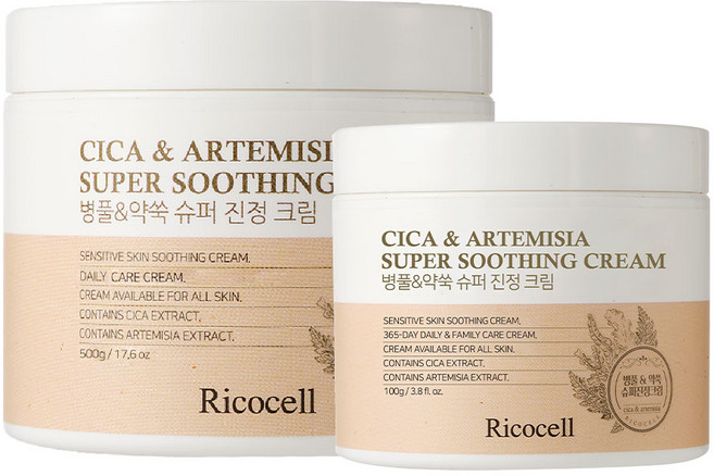 리코셀 저자극 대용량 슈퍼 진정+보습 크림 500g+100g 약쑥+시카/일시적 안면붉기개선/병풀 수분 보습, 600g, 1개