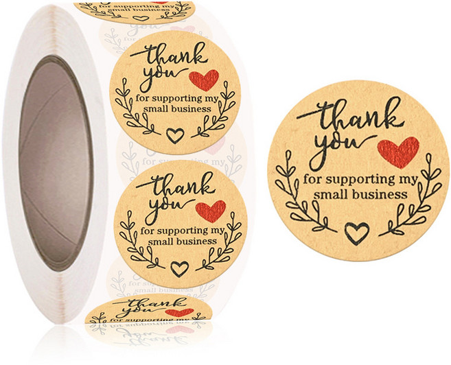 세븐집 협력업체 감사 선물 데코스티커 2.5cm 500p, 1개, 브라운