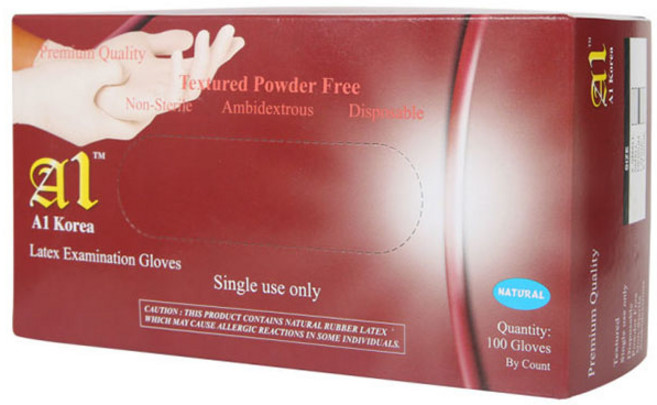 A1 라텍스장갑 100개입 파우더프리 일회용 라텍스 장갑, 화이트니트릴 M, 1개