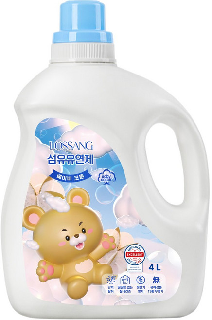 로쌩 초고농축 섬유유연제 베이비 코튼 본품, 1개, 4L