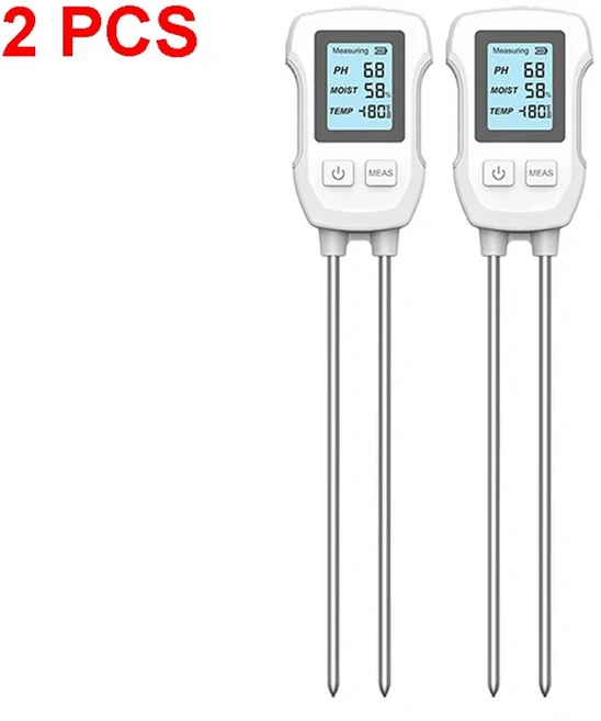원예 농업 토양 테스트 계량기 수분 디지털 식물 온도 PH LCD 디스플레이 3-in-1, 01 2PCS