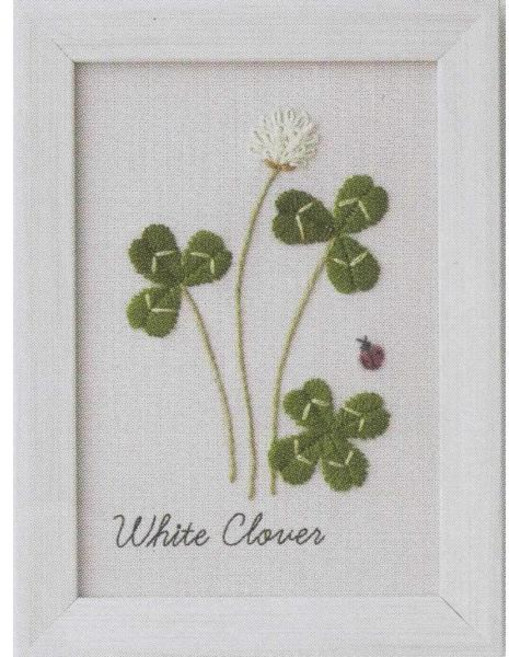 일본 직배송 LECIEN 0000542004 자수 키트 카즈코 아오키 12개월 식물책 화이트 클로버 약 5.3 x 3.9인치13.6 10cm