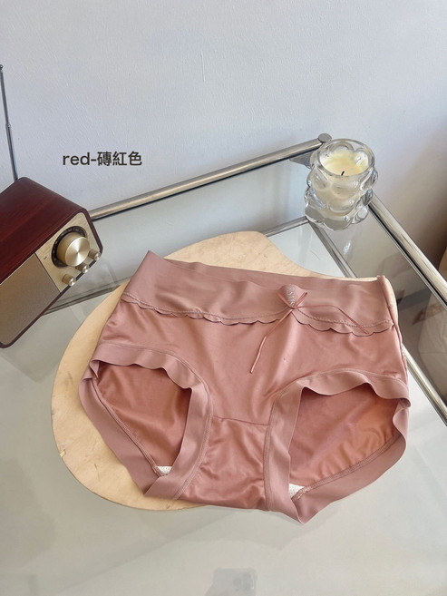 法式綢緞親膚女士內褲無痕裸感親膚不夾pp冰絲大碼透氣女士三角褲, M【80-105斤】