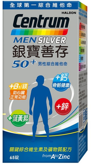 Centrum 銀寶善存 50+ 男性綜合維他命 65錠, 1個, 65份