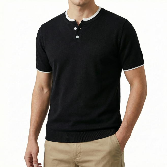 남성 여름 반팔 카라니트 루즈핏 레이어드 스타일