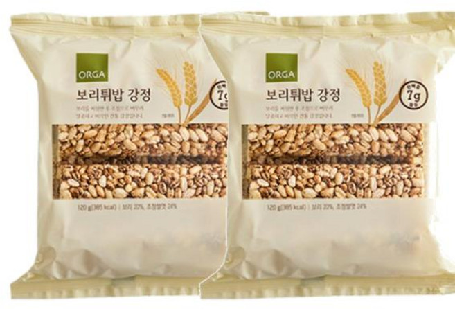올가홀푸드 보리튀밥 강정, 120g, 2개