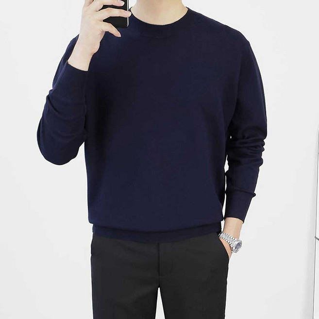 로코비전 부드러운 캐시미어 스판 니트 오버핏 비스코스 남자 스웨터