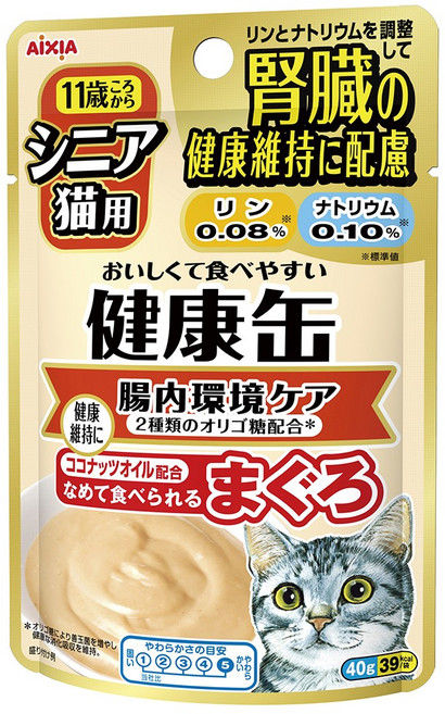 아이시아 건강캔파우치 신장배려 고양이간식, 1개, 40g