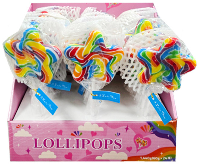 롤리팝 별모양 레인보우, 60g, 24개