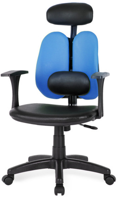 체어포커스 국민의자 피플 C형 요추 헤더 형 인조가죽 사무용 의자, 블루
