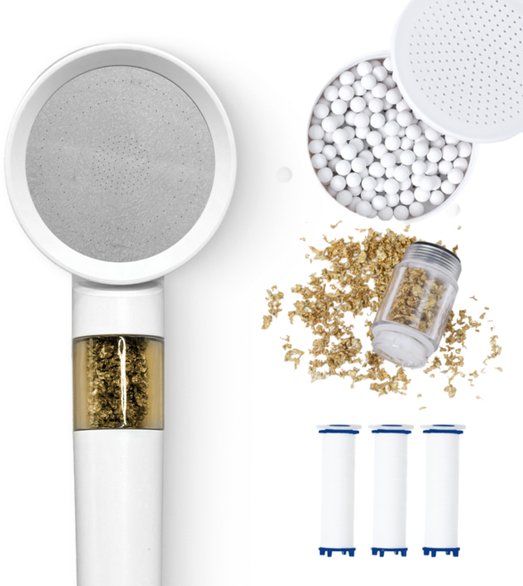 윤슬아 원킬 KDF 3중 필터샤워기 녹물제거 염소제거 아황산칼슘 필터 본품 + KDF 필터 1P + 세디먼트 필터 3P, 화이트, 1개